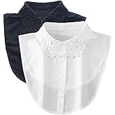 NFZUNW 2 Pcs Women's Fake Collars,Decorative Shirt Blouse Dickey Collar,Flower False Collar for Women,Lady Half Shirts Fake Collar Chiffon Fabric