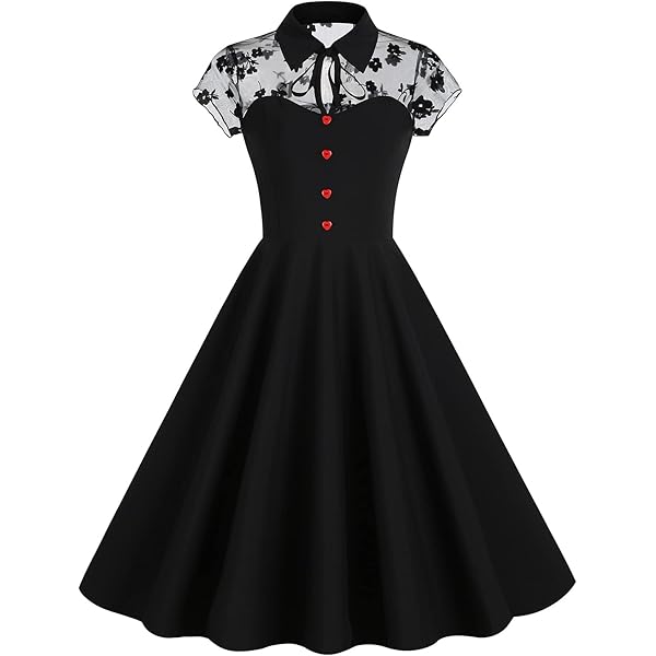 Amazon.com: Women Keyhole Tie Neck Mesh Floral Embroidery