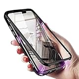 iPhone Xs Max Case, Tempered Glass Flip Metal Magnetic Adsorption Case with Glass Screen Protector (Gifts) for Apple iPhone Xs Max 6.5 Inch 2018 （Black）