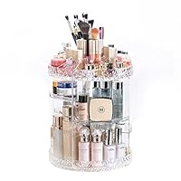 DreamGenius Makeup Organizer 360-Degree Rotating Adjustable Multi-Function Acrylic Cosmetic Storage, Transparent
