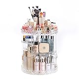 DreamGenius Makeup Organizer 360-Degree Rotating Adjustable Multi-Function Acrylic Cosmetic Storage, Transparent