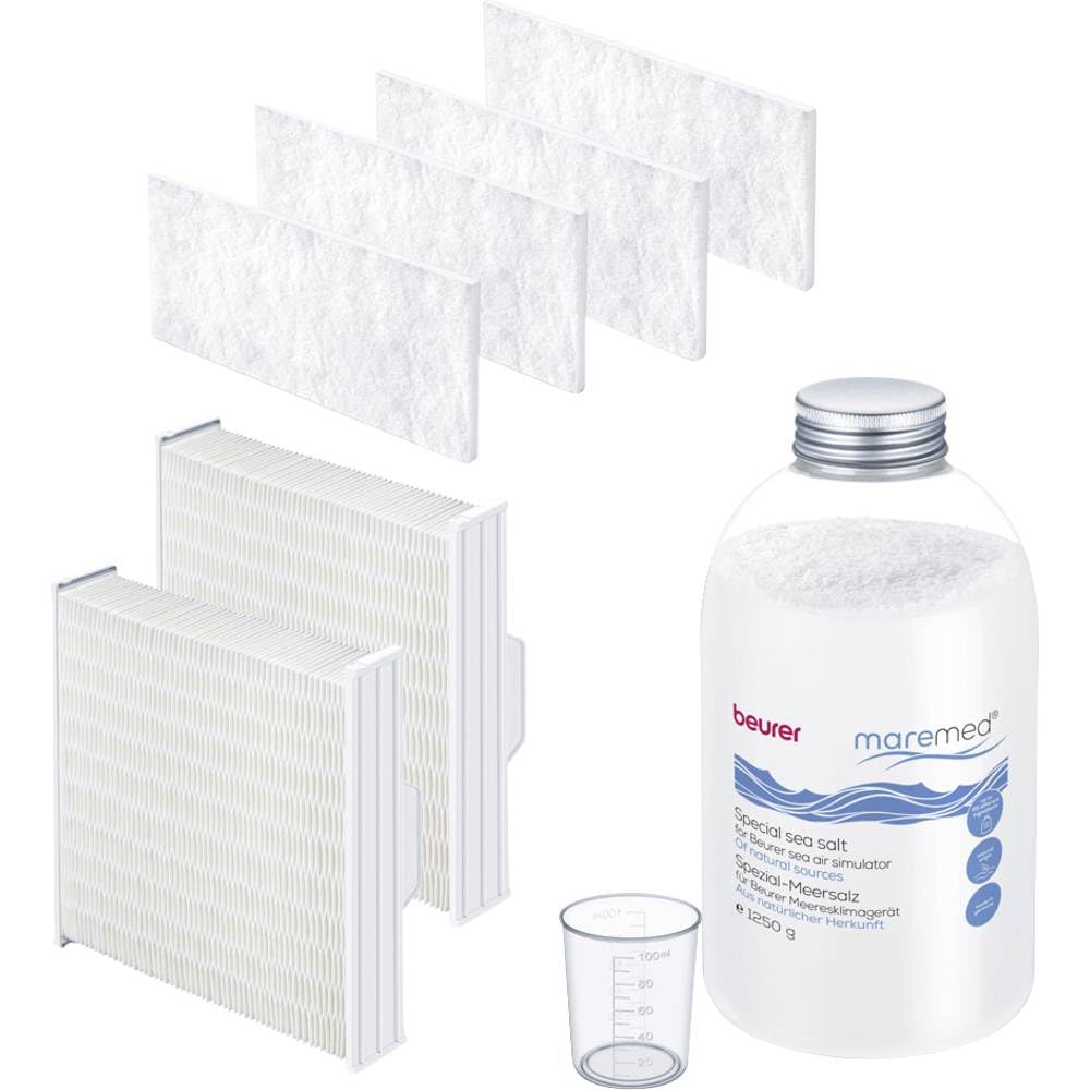 Beurer Maremed Filter And Salt Set Includes 2 Replacement Pre-Filters, 1 Replacement Water Filter & A 1250g Refill Bottle Of Special Sea Salt — image 1