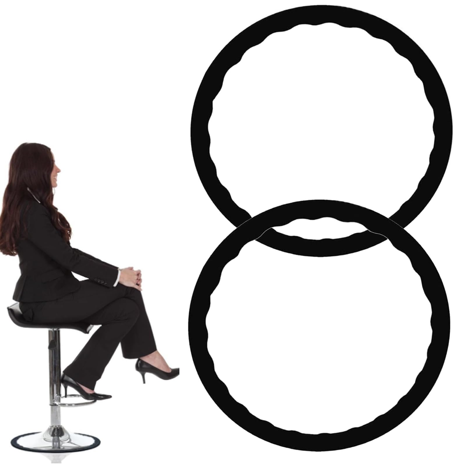 Oiieco 2 Pack Silicone Bar Stool Leg Protectors Anti-Slip, Black Rubber Rings for Barstools,Non-Slip Chair Leg Floor Protector Pads,Stretchable Fits 16.5" to 18.5" Chair Base