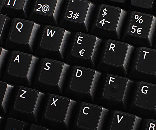 SPANISH TRADITIONAL NEW NON-TRANSPARENT KEYBOARD DECALS BLACK BACKGROUND FOR DESKTOP, LAPTOP AND NOTEBOOK