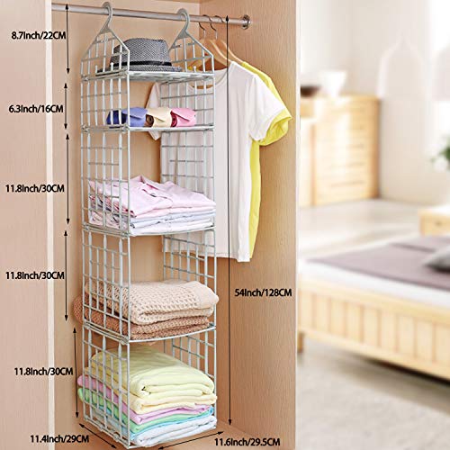 ZSPENG Plastic Hanging Closet Organizer, 5 Layers DIY Foldable Hanging