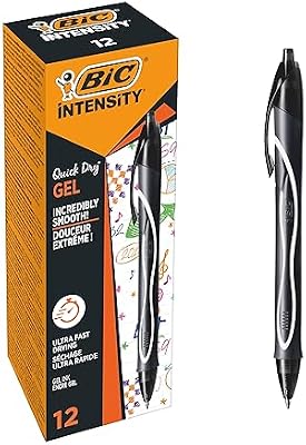 Gel-ocity Quick Dry Tintenroller, Gelstifte in Schwarz, Strichstärke Medium, Nachfüllbar, 12er Pack