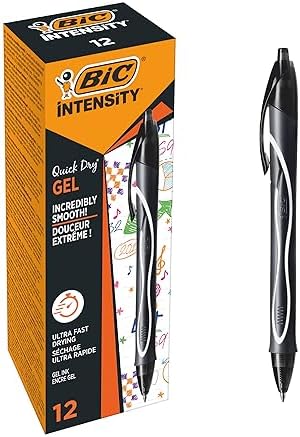 Gel-ocity Quick Dry Tintenroller, Gelstifte in Schwarz, Strichstärke Medium, Nachfüllbar, 12er Pack