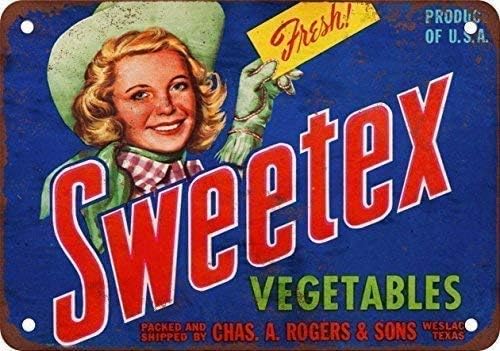 Metal Warning Signs 12x16inches,Sweetex Texas Vegetables,Retro Art Iron Painting Metal Warning Plaque Decor for Home Yard Store Bar Coffee House