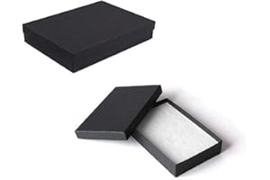 RJ DISPLAYS 10 Pack Cotton Filled Matte Black Color Jewelry Gift and Retail Boxes Size: 7" x 5" x 1-1/8" Inch by R J Displays
