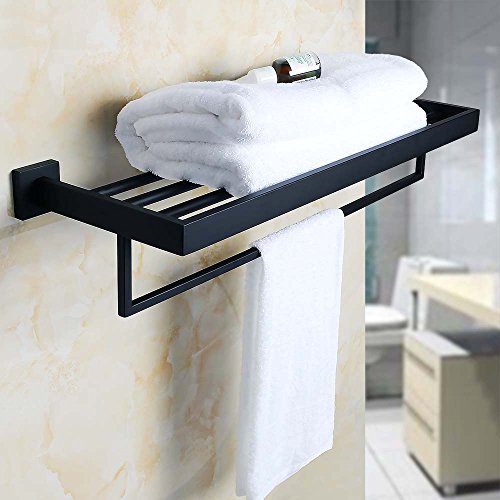 Alise GA7215B Bathroom Towel Rack/Rail Holder Towel Shelf Hanger Wall Mount,SUS 304 Stainless Steel Matte Black - Thumbnail 2
