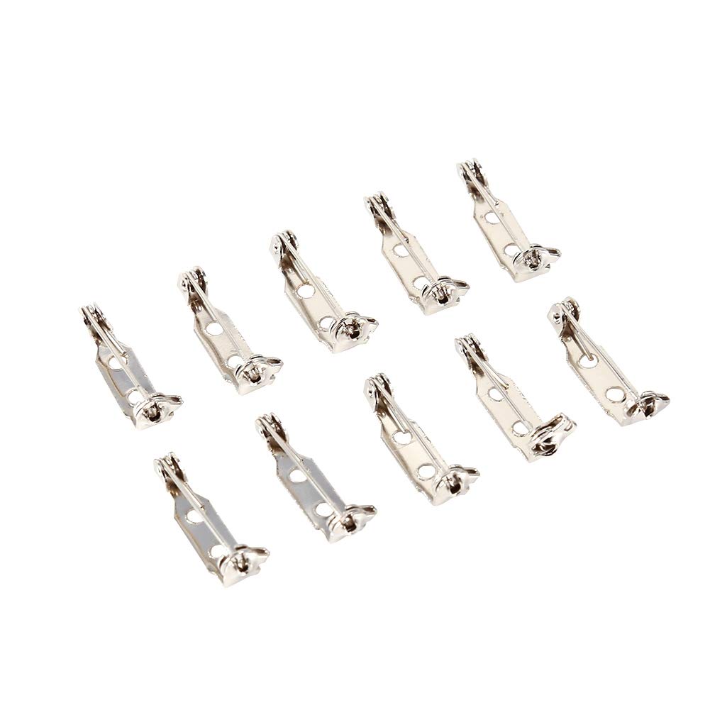 HEEPDD Bar Pins, 4 Sizes Silver Tone Pin Back Clasp Brooch Lock Back Safety Catch Rolling for Jewelry Making DIY Crafts 20/25/32/38mm(20mm)