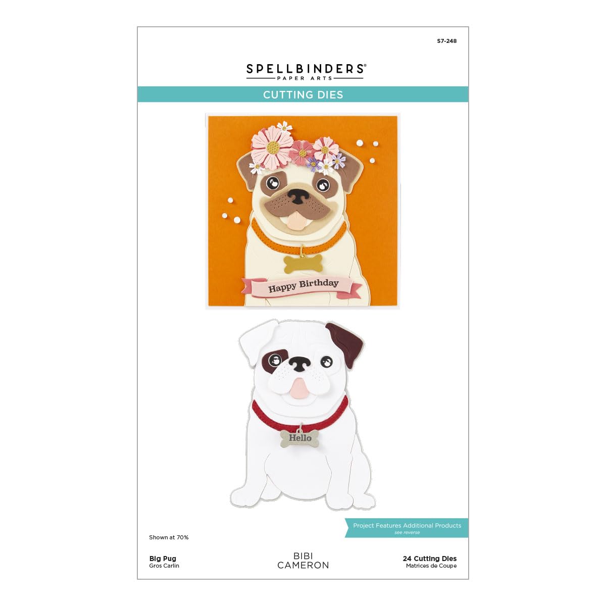 Spellbinders S7-248 Big Pug Etched Dies from The Bibi's Cats and Pugs Collection by Bibi Cameron