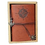 Vintage Leather Journal Notebook Classic Retro Spiral Ring Binder Diary Book- Brown Color