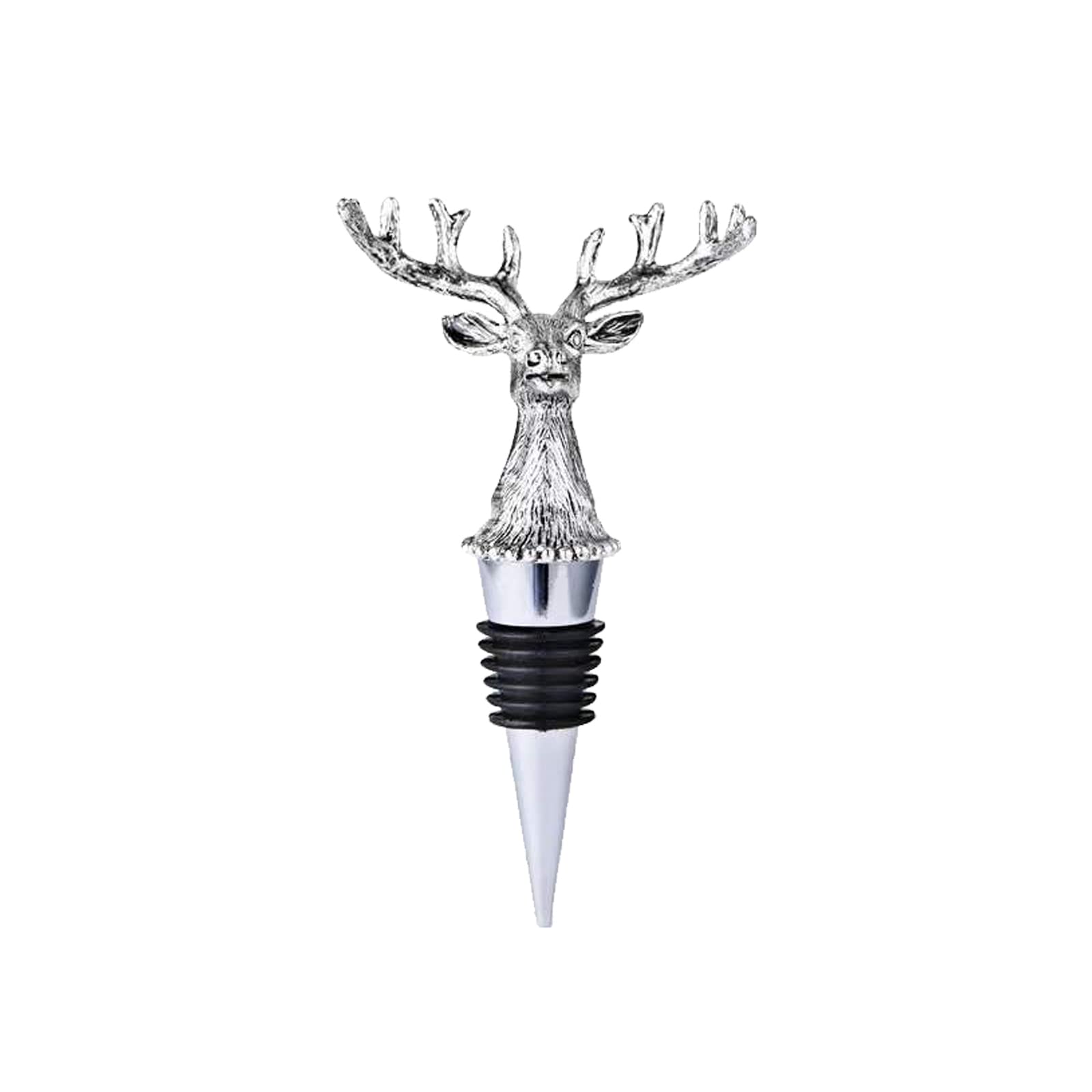 Silver Elk Deer Head Wine Bottle Stopper Rustic Country Style Animal Bottle Plug Wine Corks Plug for Wine Champagne Beer
