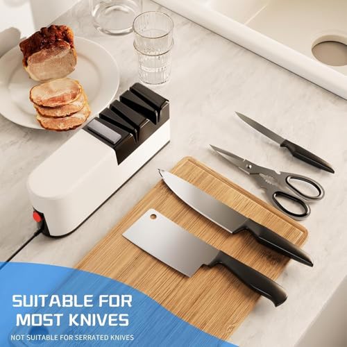 Electric Knife Sharpener, 5 in 1 Knife Sharpening System with Straight Blade, Professional Diamond Knife Sharpener for Rough Sharpening, Repair and Sharpening of Knives (QS1)