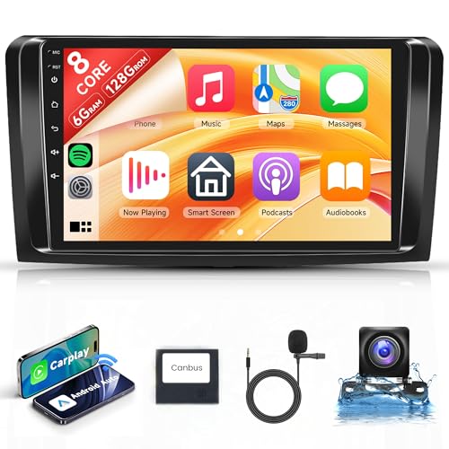 Rimoody 6G+128G 8 Core Android Car Radio for Mercedes Benz ML GL W164 ML350 ML500 GL320 X164 ML280 GL350, 9 Inch Car Radio Wireless Carplay Android Car Mirror Link Bluetooth FM/RDS/EQ/DSP WiFi GPS