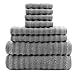 Darware 100% Cotton Gray Towels (8-Piece Set), Quick-Dry 510 GSM Zero-Twist Bath Towels (Gray)
