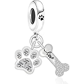 Doyafer Pet Footprint Bone 2-in-1 Pendant 925 Sterling Silver Charm Fit Women's Necklace Pendant Birthday Jewelry Gift