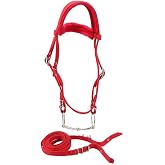 Horse Bridle Adjustable PP Headstall, Soft Cushion Red