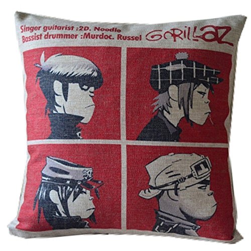 Square Decorative Cotton Linen Throw Pillow Case Cushion Cover( Gorillaz Band Hip-pop Music Comic )