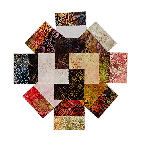 Java Batiks Charm Pack, Set of 40 Precut 5 Inch Batik Squares CC102