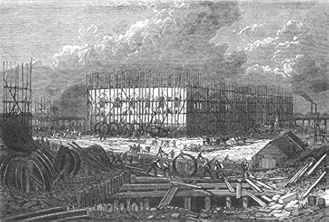 Amazon ロンドン アビーミルズポンピングステーション ウェストハム 1867 古いアンティークヴィンテージプリント ロンドンエンジニアリングの彫刻アート写真プリント イラストレイテッドロンドンニュース アートフレーム ポスター オンライン通販