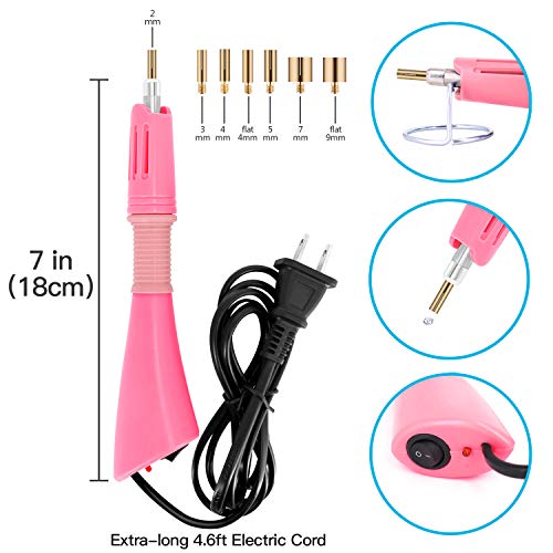 Hotfix Applicator, DIY Hot Fix Rhinestone Applicator Wand Setter Tool Kit with 7 Different Sizes Tips, Tweezers & Brush Cleaning kit and 2 Pack Hot-Fix Crystal Rhinestones