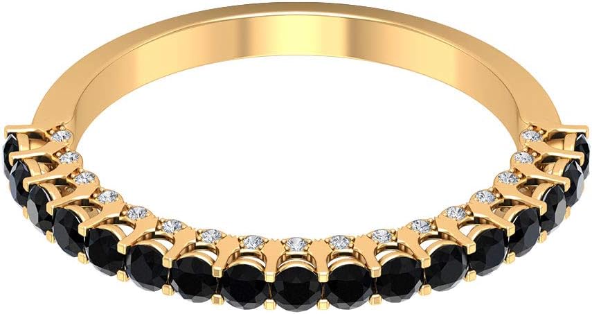3/4 CT Redondo Diamante Negro Eternity Banda, Banda de Diamante HI-SI