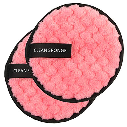 2 PACK Reusable Makeup Remover Pads – Zero Waste and Chemical Free Face Wipes – Makeup Remover Towel Face Cleansing Cloth Pads Plush Puff Face Cloths Eye Makeup Remover Pads Fashion New (Pink)
