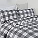 Vaulia Lightweight Microfiber Duvet Cover Set, Grid Pattern Design, Grey Color - Queen