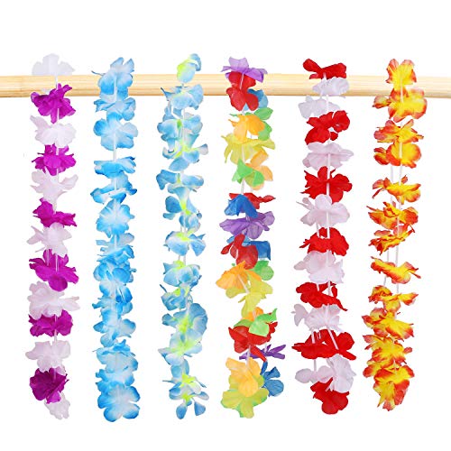 CXTSMSKT Hawaiian Leis 100 Counts Tropical Hawaii Luau Flower Leis for