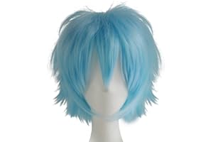 LABEAUTÉ Mens Light Blue Wig for Rei Cosplay Male Short Unisex Fluffy Heat Resistant Wig Hair with Bangs for Party and Halloween + Free Cap