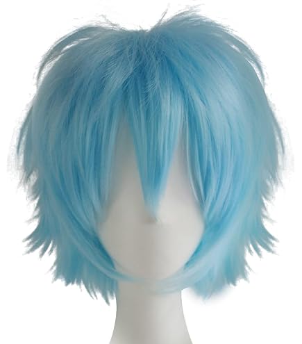 Wigs Short Fluffy Spiky Hair Wig Anime Wigs- Aether Aether - 12 inch Light Blue Mix Layered Short Cosplay Wig main image 3