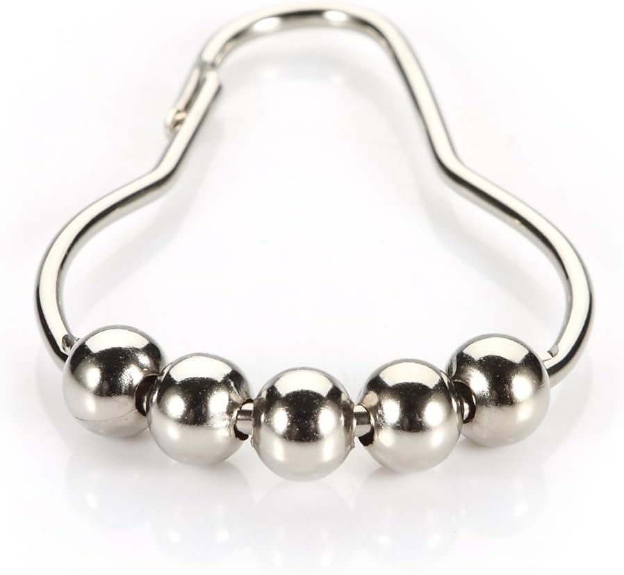 Amazer Shower Curtain Hooks Rings, Stainless Steel Shower Curtain Rings and Hooks for Bathroom Shower Rods Curtains-Set of 12, Polished Nickel: Home & Kitchen