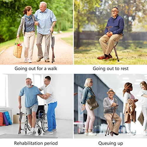 LINGTHIN Seat cane for men with a capacity of 120 kg, height adjustable folding seat canes, walking stick and stools for adults, elderly and recovery.