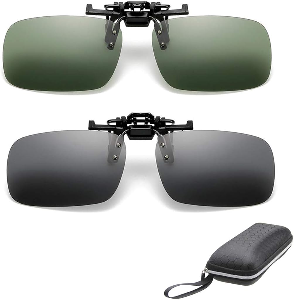 2 Pairs Sunglasses Clip On Flip Up Glasses Anti Glare Polarized for Men