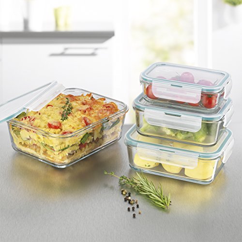 [- GOURMETmaxx 01821 Glas-Frischhaltedosen | 4er Set Klick-It Dosen mit Deckel | Silikon Dichtungsr