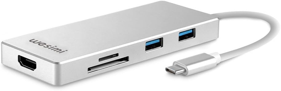 Usb c hub, 7 in 1 usb c adapter with USB C to 4K HDMI,USB C Charging Port, 3 USB 3.0 Ports, SD/TF Card Reader, Aluminum Hub for MacBook/MacBook Pro 2016/2017 and more USB C Devices