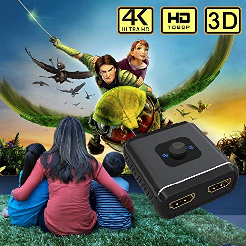 HDMI Switch HDMI Splitter, Wenter Aluminum HDMI Switcher Bidirectional 2 in 1 Out or 1 in 2 Out Manual HDMI Switcher Supports HD 4K 3D for HD TV/Blu-Ray Player/Fire Stick/Xbox / PS3 / PS4 - Thumbnail 5