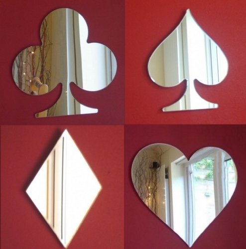 Super Cool Creations 12cm Card Mirrors - Diamond, Heart, Club & Spade