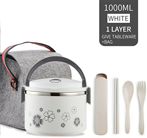SEIREISA Flower Pattern Lunch Box For Kids Stainless Steel Bento Box Thermal For Food With Microwave Food Container White 1 Layer Set