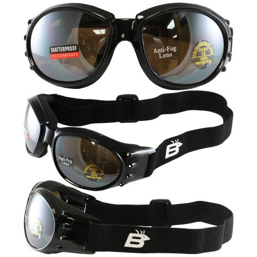Two Pairs Birdz Eagle Red Baron style Motorcycle Padded Airsoft Goggles Yellow & Driving Mirror Lens for Day and Night riding comfort You Should Have Googles For Any Weather Condition
