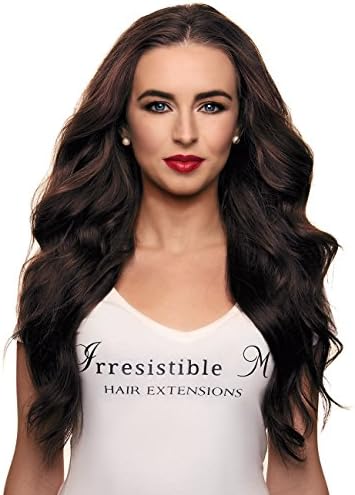 IRRESISTIBLE ME 1 piece Clip in Hair Extensions Chocolate Brown (Color #2) - 100% Human Remy (Remi) Hair clip ins – Straight 1 Weft Set Clips - Signature Quad Weft - 22 Inches 80 grams (quad-2-22-80)