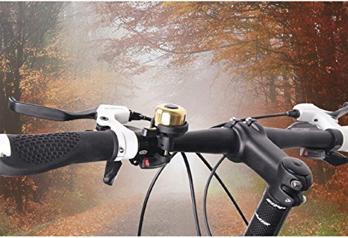 Famolay Mini Bike Bell Brass Bike Bell,Cool Copper Bicycle Bike Road Bike Bell Accessories Adjustable Safety Warning Loud Horn for Mountain for Kids Bike (Gold)