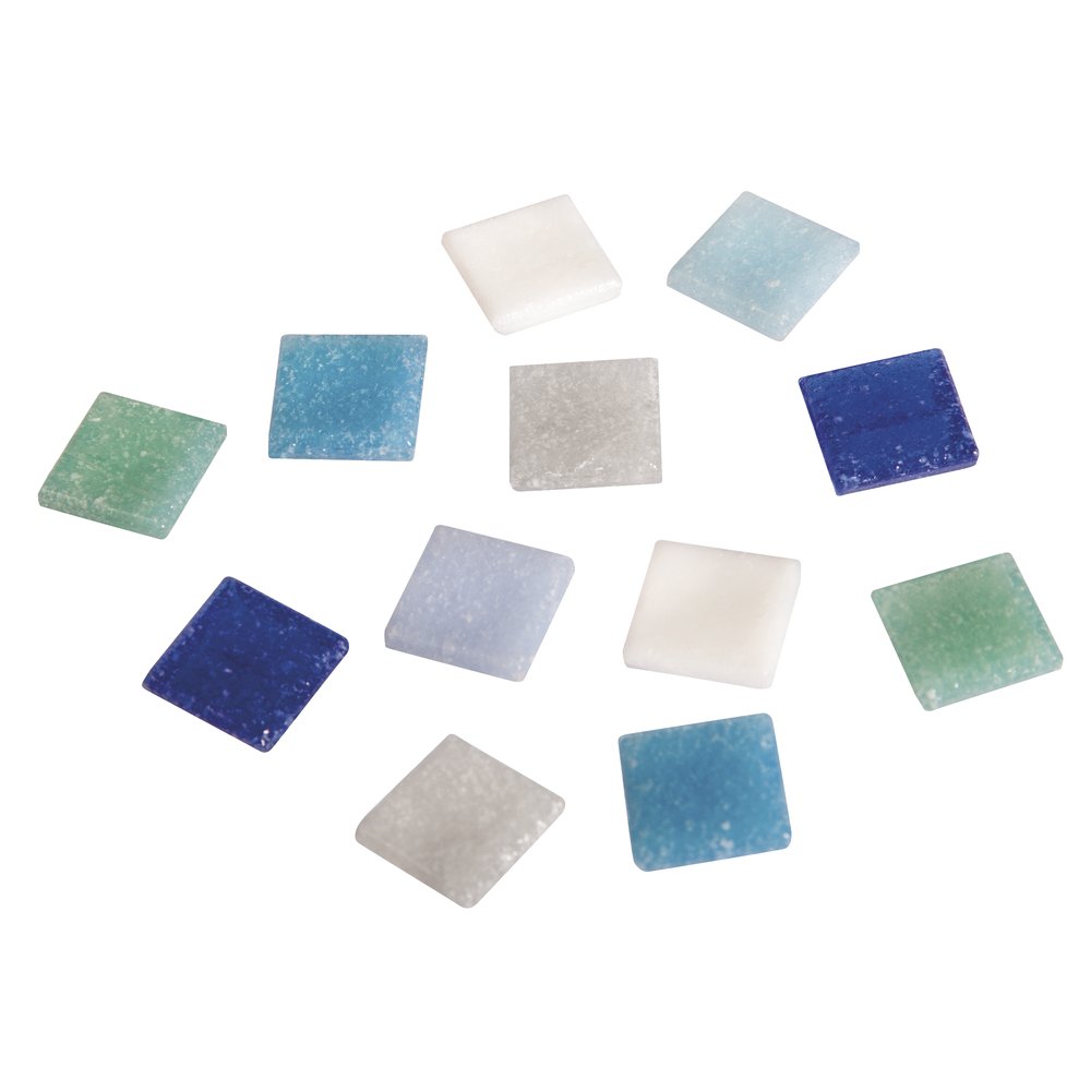 RAYHER Mosaic Stones Bucket, Glass, Blue Shades, 1 cm, 1 kg, 1300-Piece