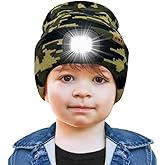 ATNKE Kids LED Lighted Beanie Cap,USB Rechargeable 4 LED Running Headlamp Bright Hat with Light Gifts for Boys and Girls