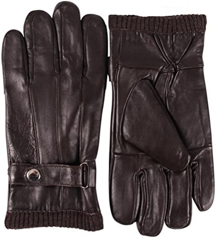 Gloves Mens Leather Brown, Color Inchoice Winter Warm Lined Dress Driving Gloves(L)