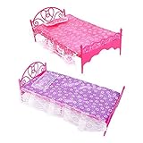 Ameesi 1PC Plastic Miniatures Bedroom Furniture Single Bed for Barbie Dolls Dollhouse