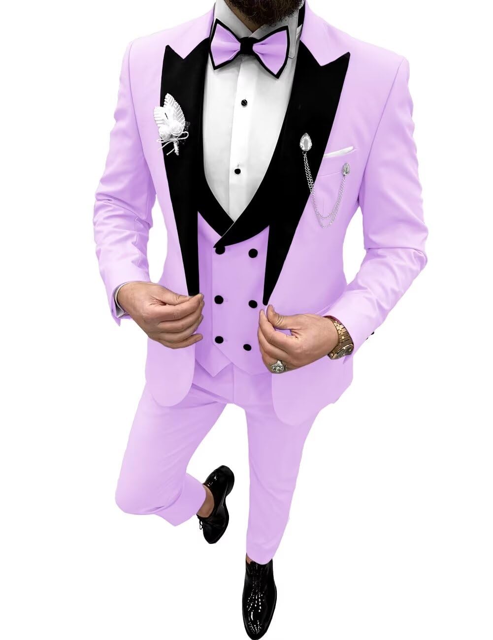 Wangyue Tux 3 Piece Suit Slim Fit Tuxedo Lilac Suit