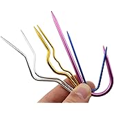 Hahiyo Mixed Color Needles Stitch Holders Set Sturdy Aluminum Mixed Color Safety Pin Cable Knitting Bent Weaving Needle Hooks 6 Pieces for Sweaters Socks Yarn Sewing Crochet Embroidery